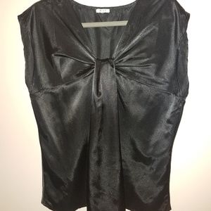 Black Satin Sleeveless Blouse Large